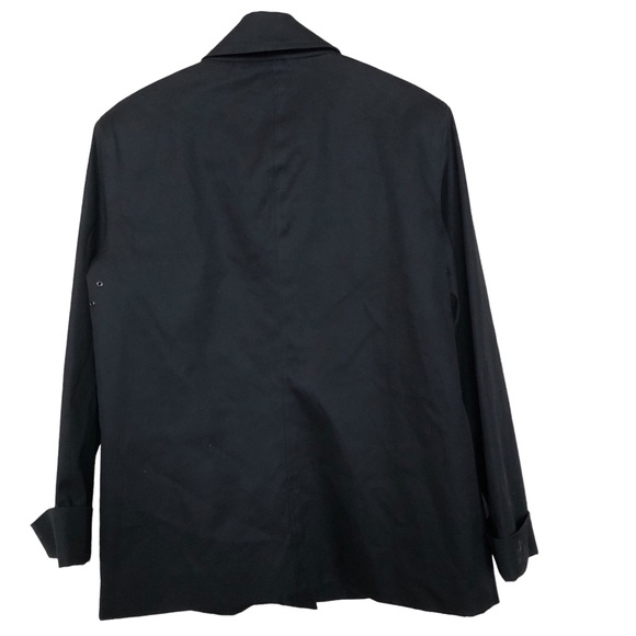 Faconnable 100% Cotton Lined 6 Button Black Women's Coat Jacket Size L - Picture 3 of 15